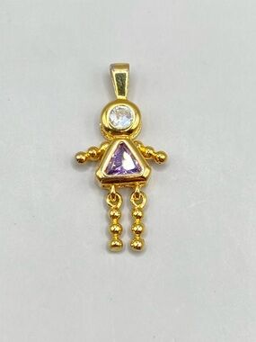 Gold Plated Sterling Silver February Girl Purple Gemstone Birthstone Pendant